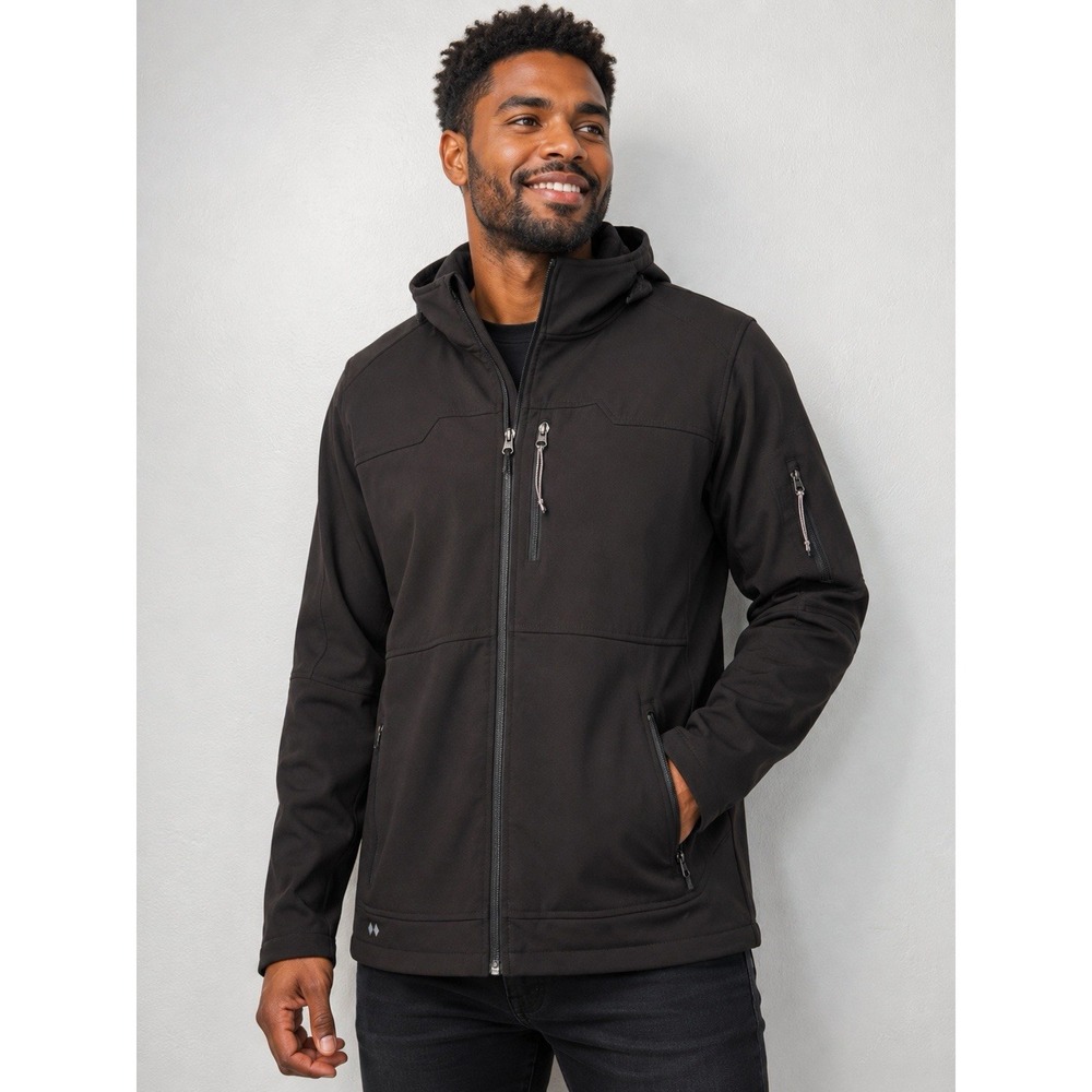 Black Diamond Men's Large Black Softshell Jacket Fleece Lined Full Zip -2484